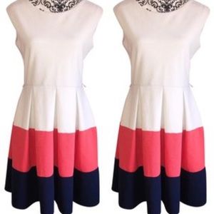 Fit and flare block color dress